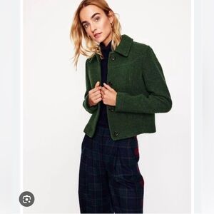 BODEN OXFORD BOUCLE JACKET green size 12 wool blend